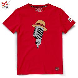 Dextreme เสื้อยืด วันพีช T-shirt  DOP-1590  One Piece Film Red ลาย Luffy Straw HAT  มีสีแดงและสีดำ