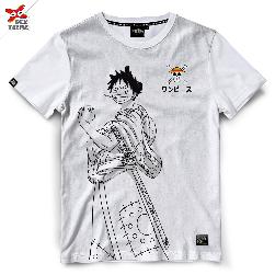 Dextreme เสื้อยืด วันพีช T-shirt DOP-1318  Tees One Piece Luffy Wano มีสีขาวและสีแดง