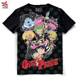 Dextreme เสื้อยืด วันพีช ลิขสิทธิ์ ของ แท้  T-shirt DOP-1594  One Piece  ผ้าSub ลายรวมสีดำ