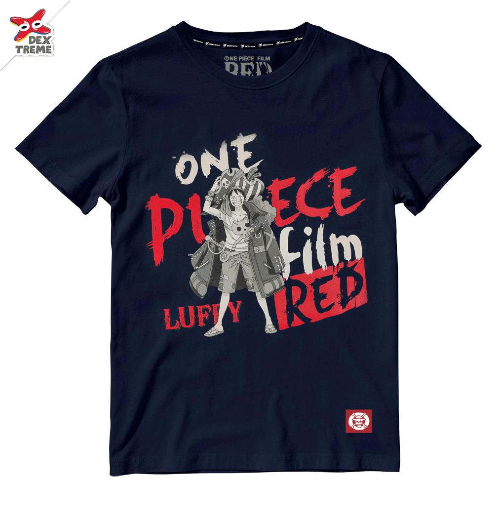 Dextreme T-shirt DOP-1601 One Piece Film Red Luffy มีสีดำและสีกรม