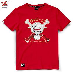 Dextreme เสื้อยืด วันพีช T-shirt  DOP-1676 One Piece ลาย Luffy มีสีแดง  สีดำ และสีขาว