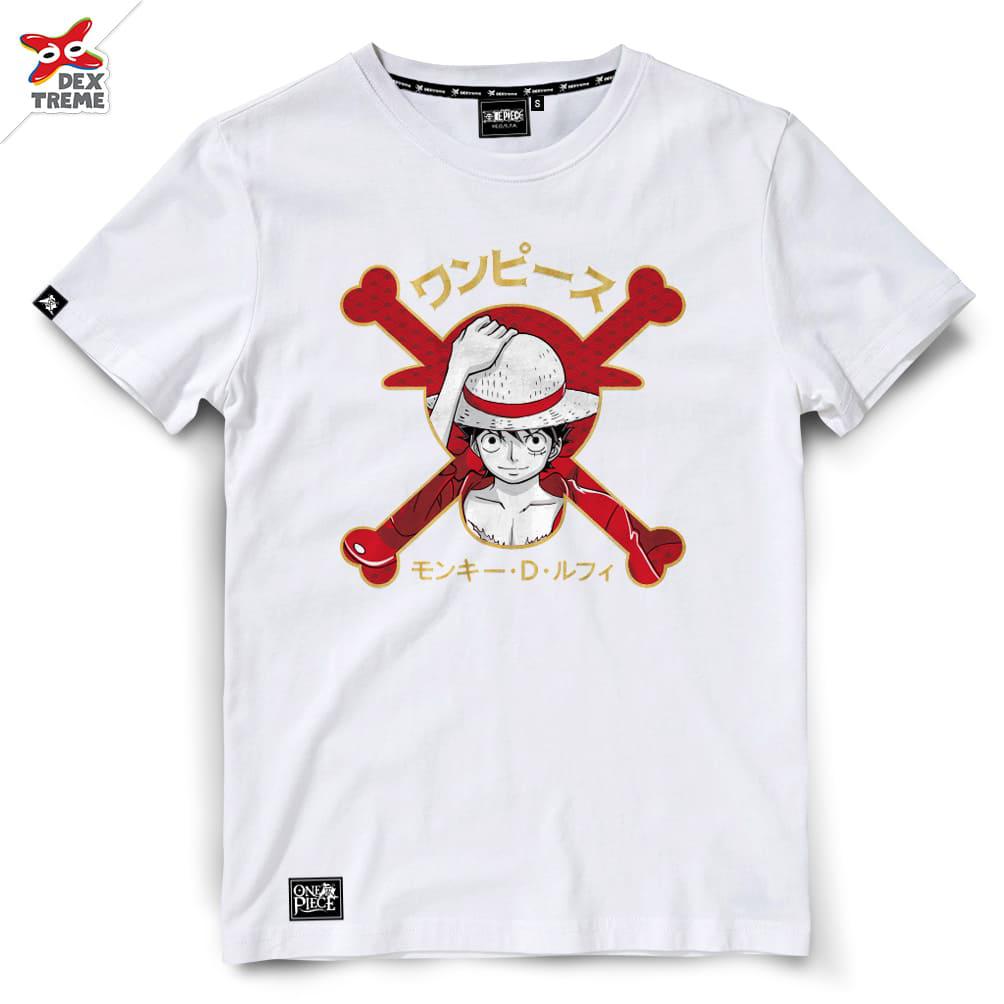Dextreme T-shirt  DOP-1676 One Piece ลาย Luffy มีสีแดง  สีดำ และสีขาว