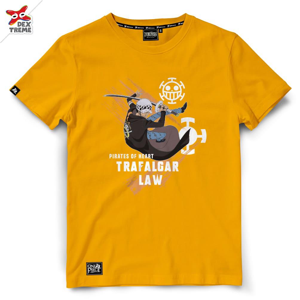 Dextreme T-shirt  DOP-1751  One Piece ลาย LAW มีสีดำและสีเหลือง