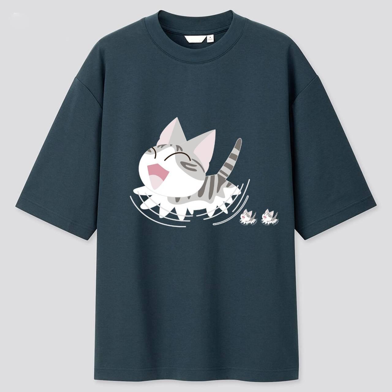 T-shirt DCHI-005 สีกรม BERRER แมวจี้