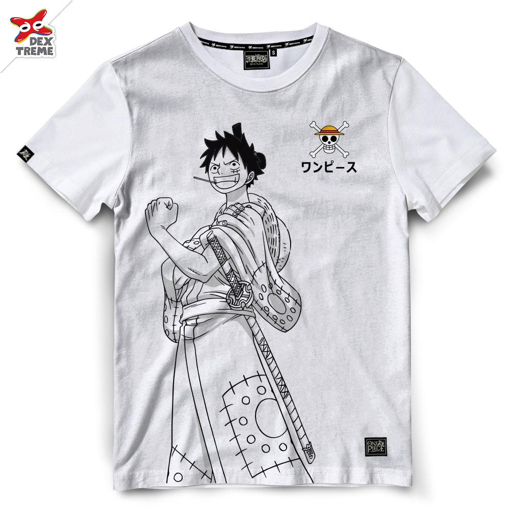 Dextreme T-shirt DOP-1318  Tees One Piece Luffy Wano มีสีขาวและสีแดง