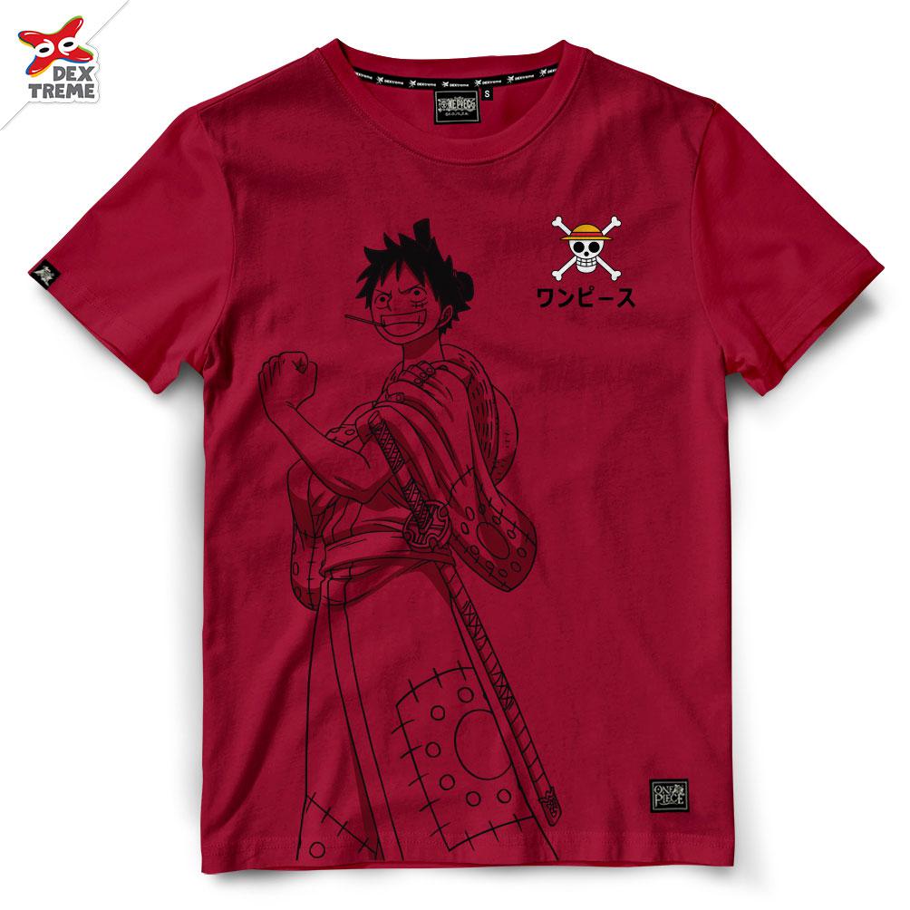 Dextreme T-shirt DOP-1318  Tees One Piece Luffy Wano มีสีขาวและสีแดง