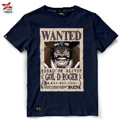 Dextreme เสื้อยืด วันพีช ลิขสิทธิ์ ของ แท้  T-shirt  DOP-1381 Wanted Gol D Roger  มีสีกรมและสีดำ