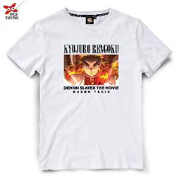 T-shirt DYB-010 Demon Slayer Rengoku  มีสีขาวและสีดำ