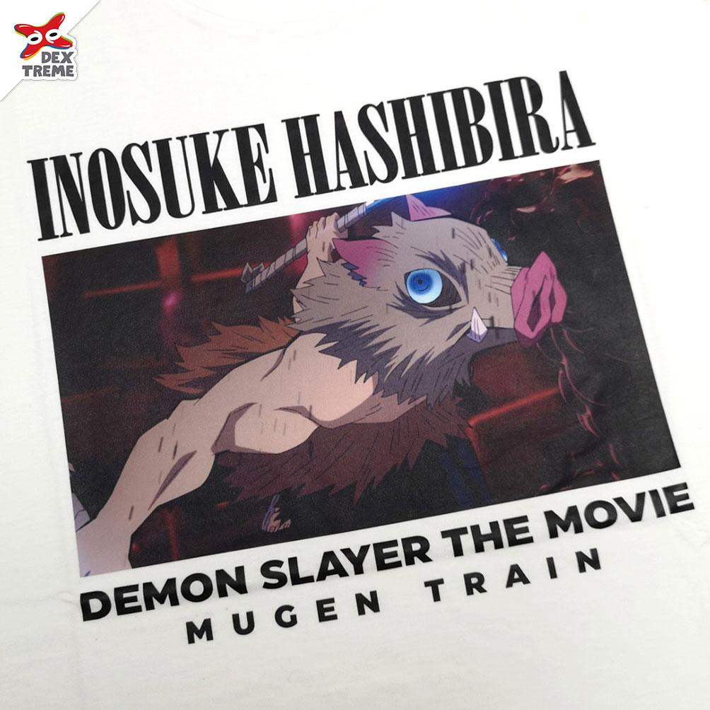 T-shirt DYB-006 Demon Slayer ลาย Inosuke มีสีดำและสีขาว