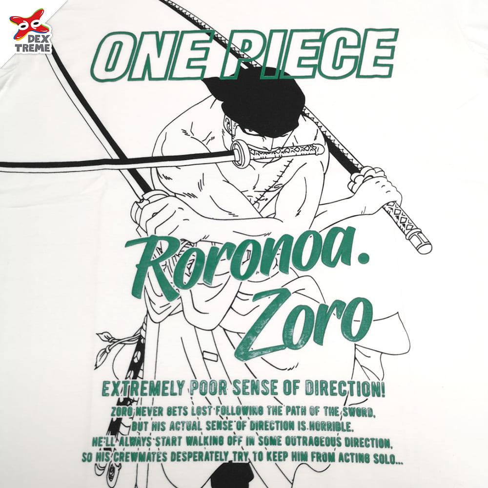 Dextreme T-shirt DOP-1493 One piece ลาย Zoro มีสีขาวและสีเขียว