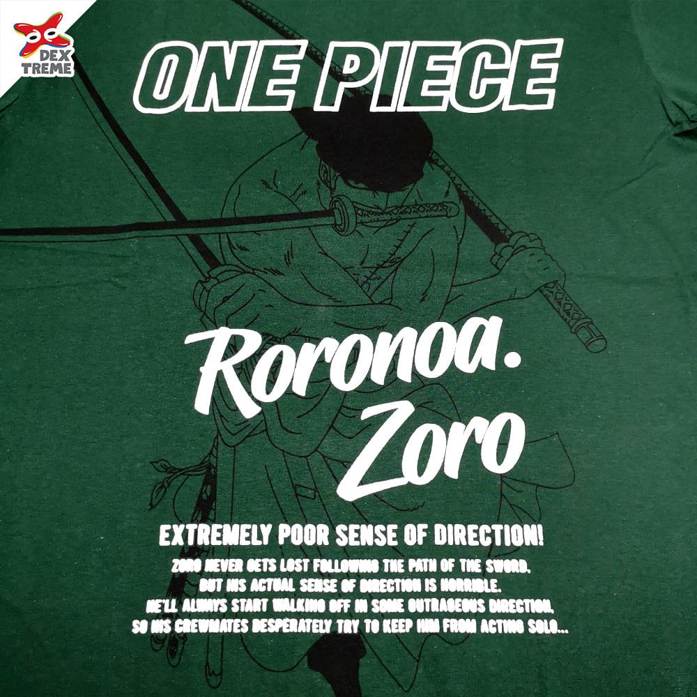 Dextreme T-shirt DOP-1493 One piece ลาย Zoro มีสีขาวและสีเขียว