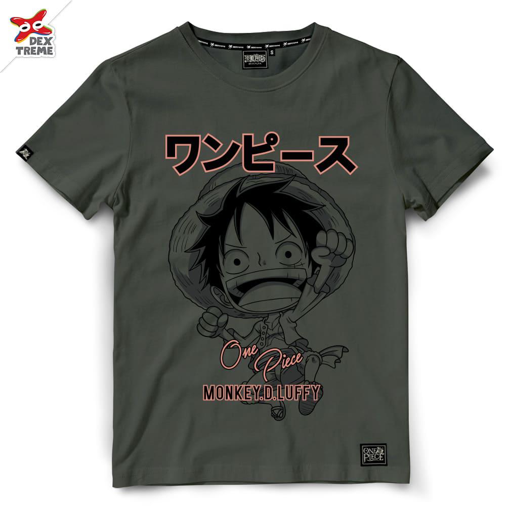 Dextreme T-shirt  DOP-1450 One Piece ลาย Luffy SD มีสีชมพู และสีเทา