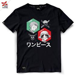 Dextreme T-shirt DOP-1550 One Piece ลาย SD Luffy   Zoro  มีสีดำ และสีกรม